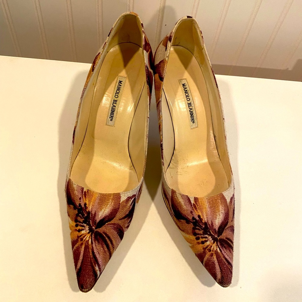 Manolo Blahnik floral heels